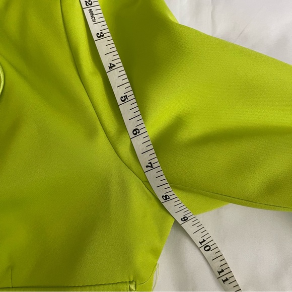 Lime green cropped lapel collar  two-button blazer - Picture 7 of 13